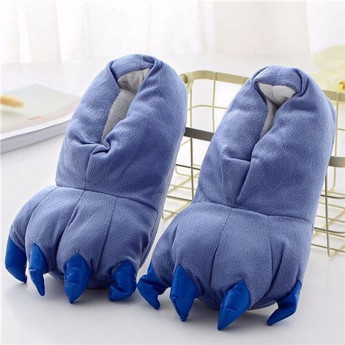 Chaussons Hiver Femme à Motif Griffe De Dinosaure - Pantoufles En Peluche Chaude, Fermées, Pour L'intérieur