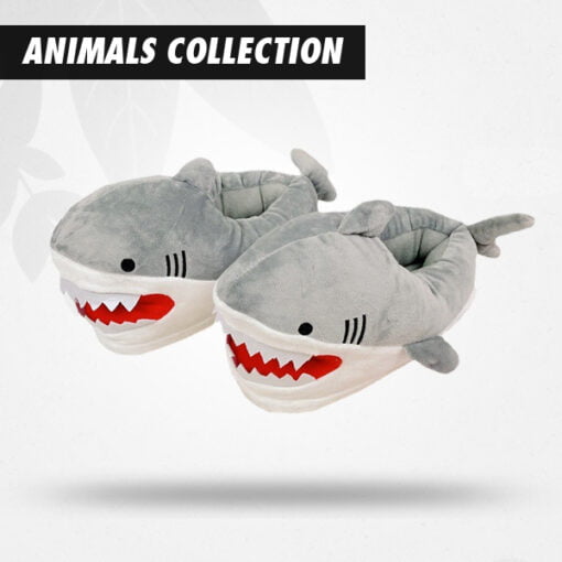 Chausson Drole Chaussons De Requin Peluche,3D Animaux Pantoufles De Requin Chaude Intérieur/Extérieur,Hiver Chaussons Drôles Pour Femmes Hommes Bleu - Chaussures Chausson Chaud Homme
